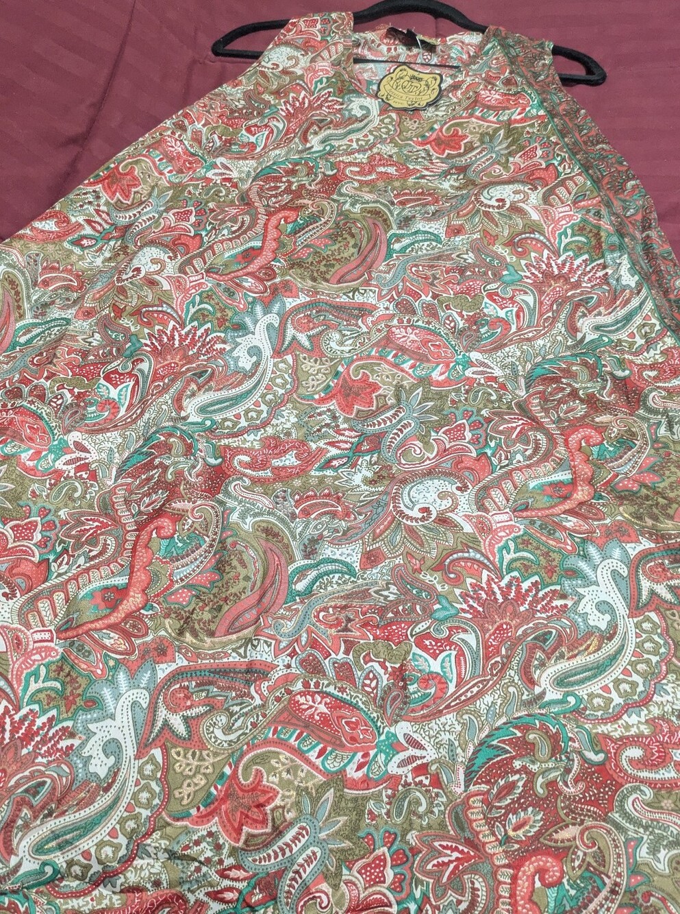 Comfy Dress Paisley Print Lightweight Fabric  in Coral, Teal & Olive